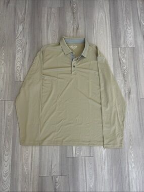 Men's Long-Sleeve Polo Shirt in Light Khaki